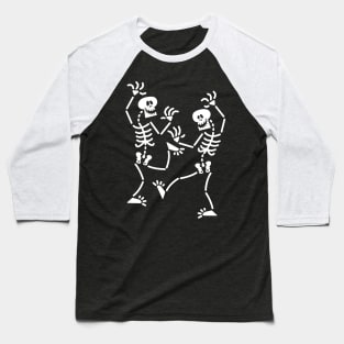 Funny skeletons dancing and having fun at Halloween Baseball T-Shirt